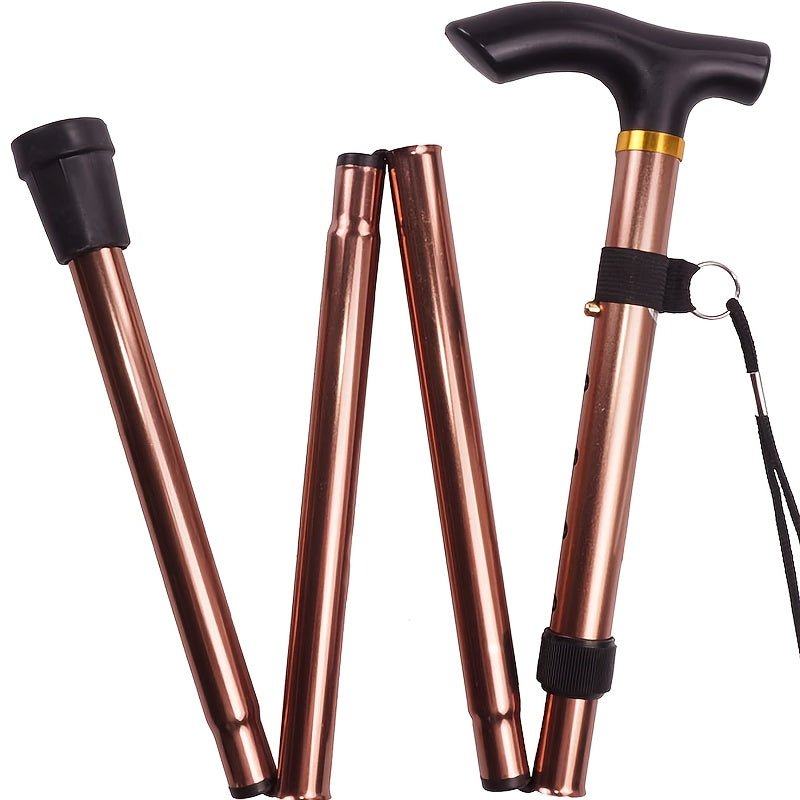 4 - section Ultra Lightweight Adjustable Folding Cane with Rubber Head - A Telescopic Hiking And Mountaineering Stick for The Elderly And Teenagers, Aluminum Alloy Design, Hiking Accessories Cane - Buy That Thang