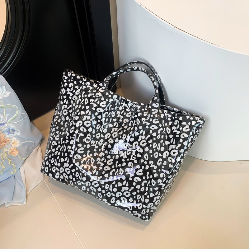 Larte Tote Leopard Handbag, Transparent PVC Beach Bag For Gym, Pool, And Travel With Inner Zipper Pocket - Buy That Thang