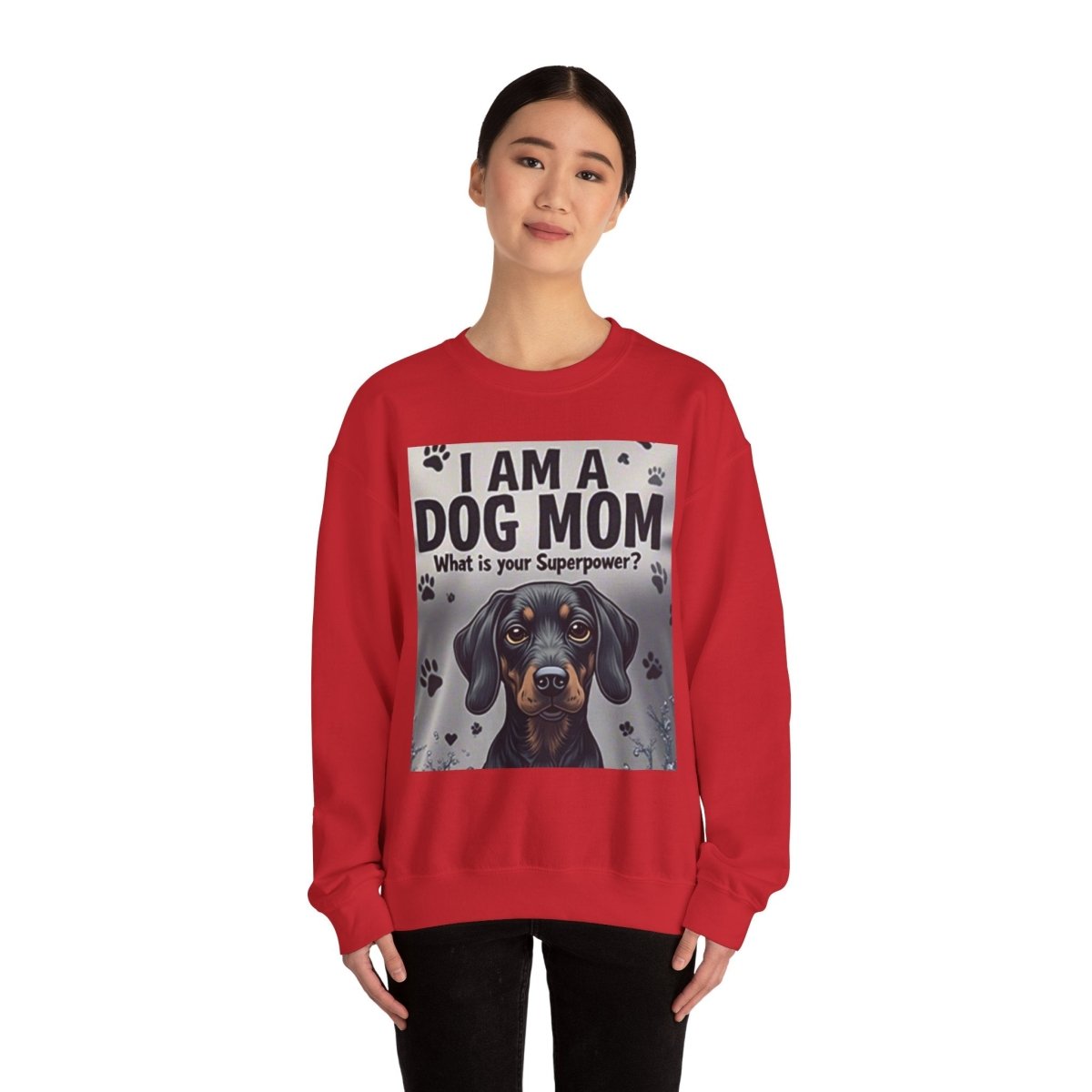 Crewneck Sweatshirt Dog Mom Superpower Design - Buy That Thang
