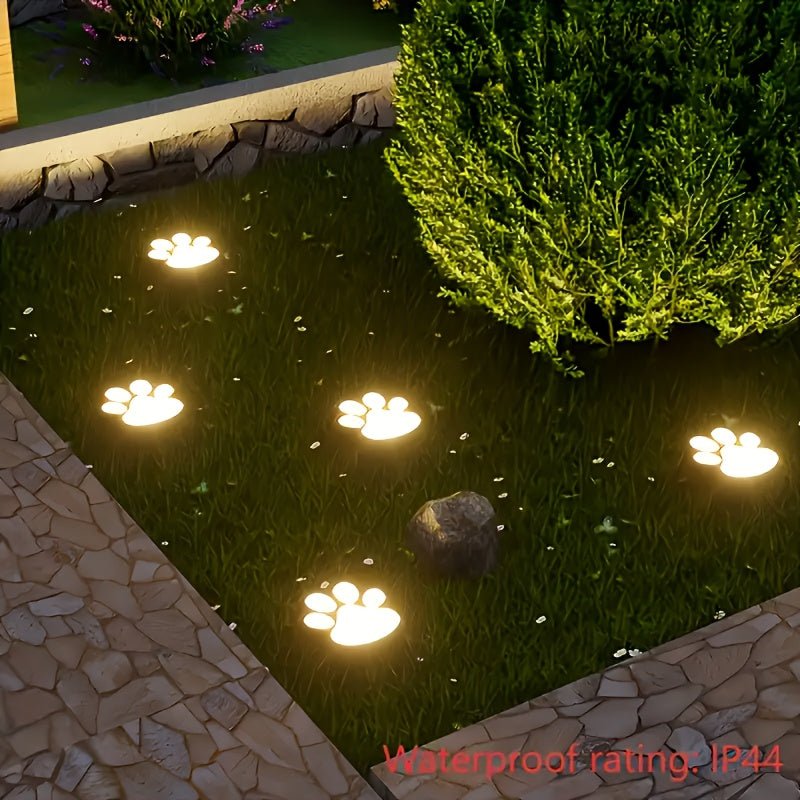 3pcs Solar LED Pet Paw Print Channel Lights - IP44 Outdoor Decorative Lights For Gardens, Lawns & Terraces - Pet - Safe (Cat & Dog Friendly) - Durable Plastic With Metal Veneer - Solar - Powered Outdoor Lights For Holiday Garden - Buy That Thang