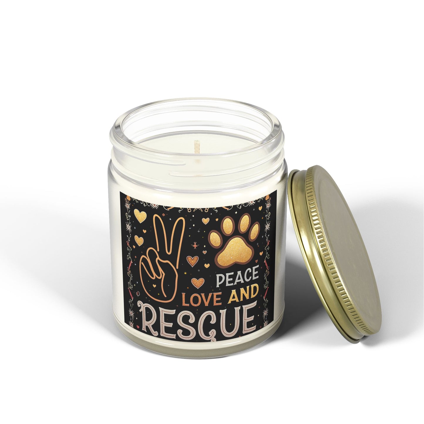 Candle Set Peace Love Rescue Coconut Apricot Wax