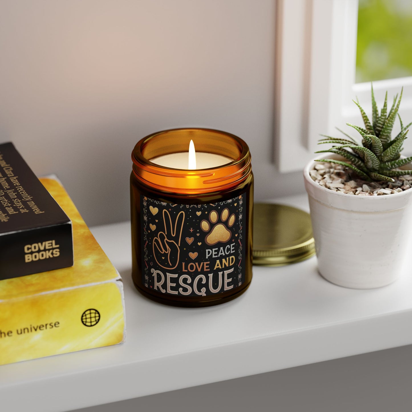 Candle Set Peace Love Rescue Coconut Apricot Wax