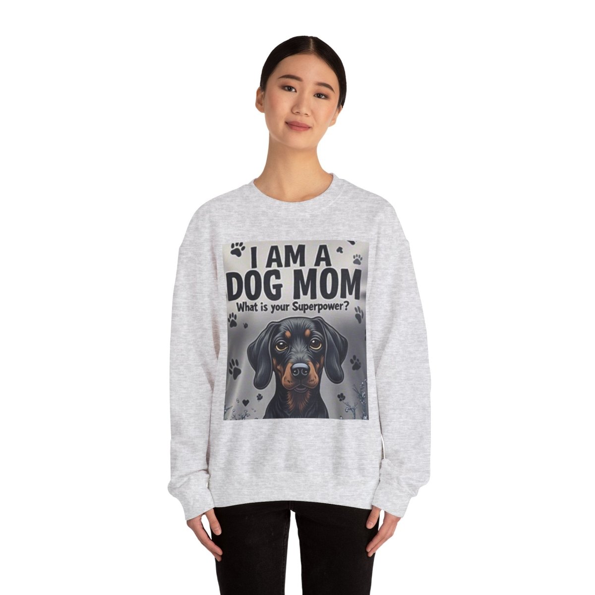 Crewneck Sweatshirt Dog Mom Superpower Design - Buy That Thang