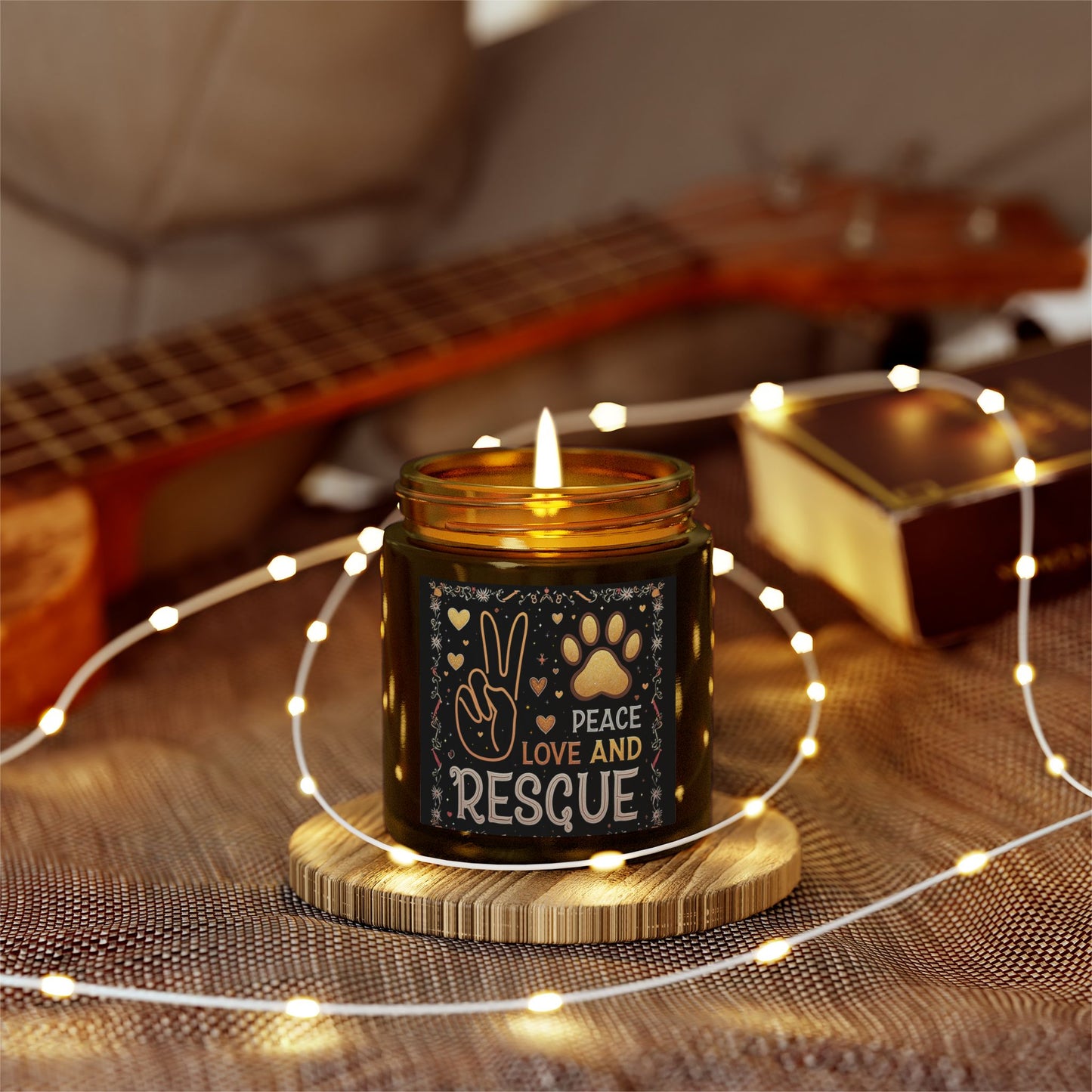 Candle Set Peace Love Rescue Coconut Apricot Wax