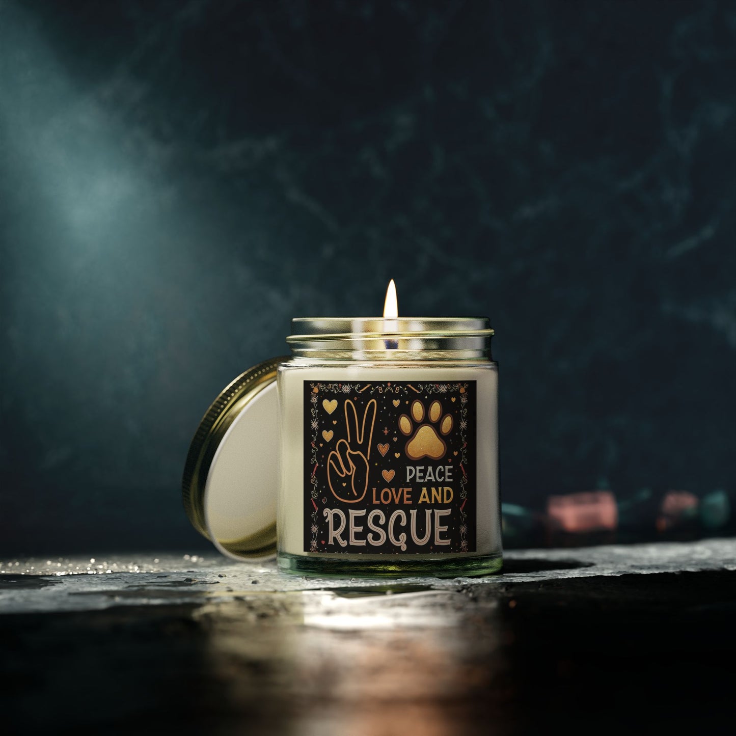 Candle Set Peace Love Rescue Coconut Apricot Wax