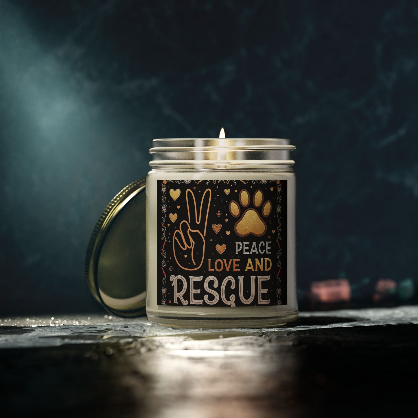 Candle Set Peace Love Rescue Coconut Apricot Wax