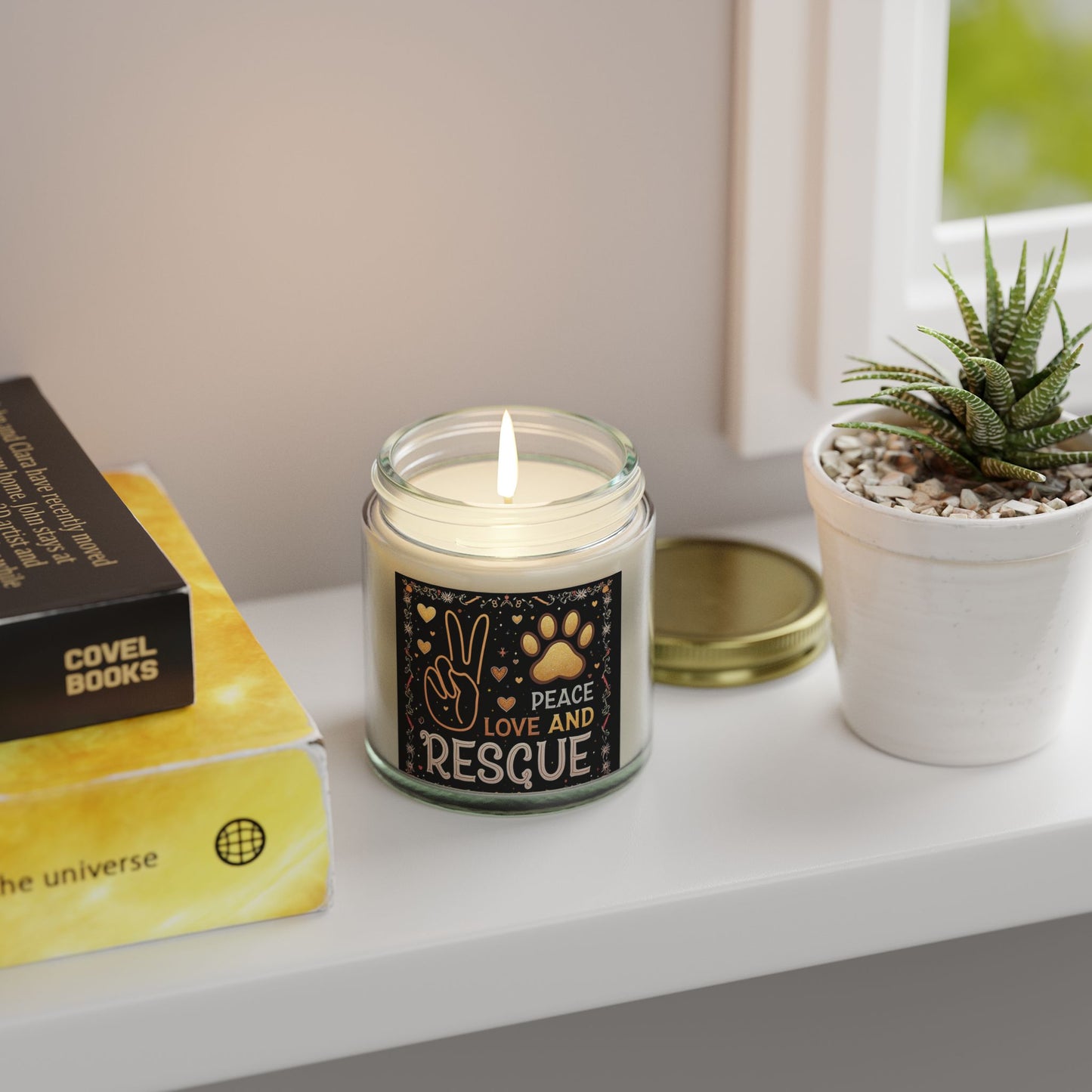 Candle Set Peace Love Rescue Coconut Apricot Wax