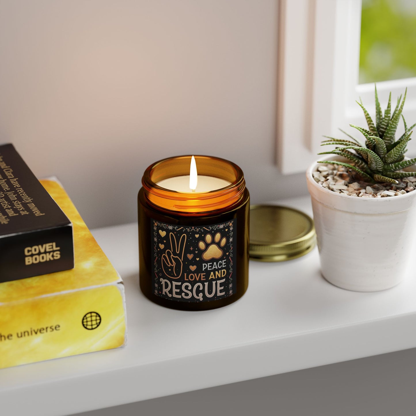 Candle Set Peace Love Rescue Coconut Apricot Wax