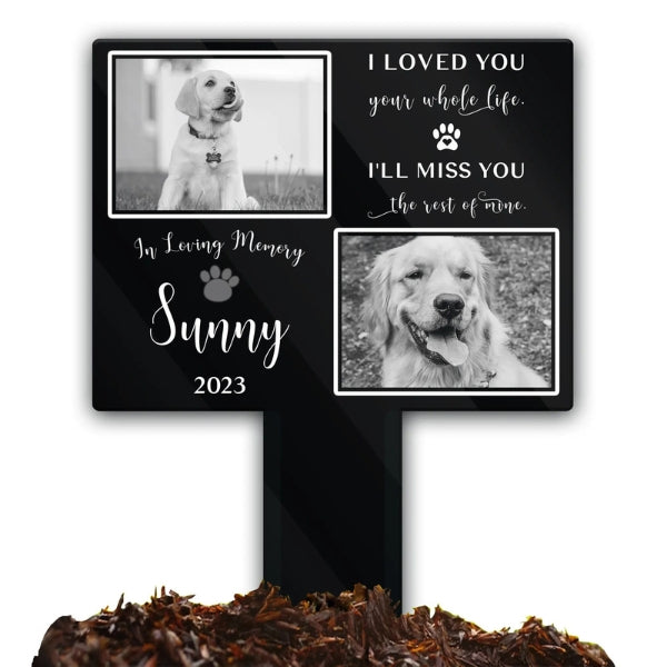 Custom Dog & Cat Memorial Garden Stake – Personalized Pet Grave Marker with Paw Prints