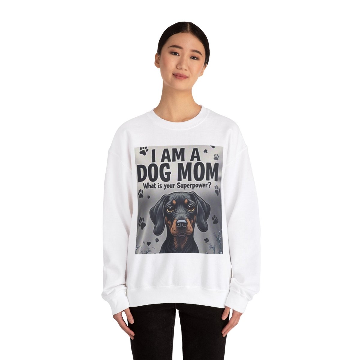 Crewneck Sweatshirt Dog Mom Superpower Design - Buy That Thang