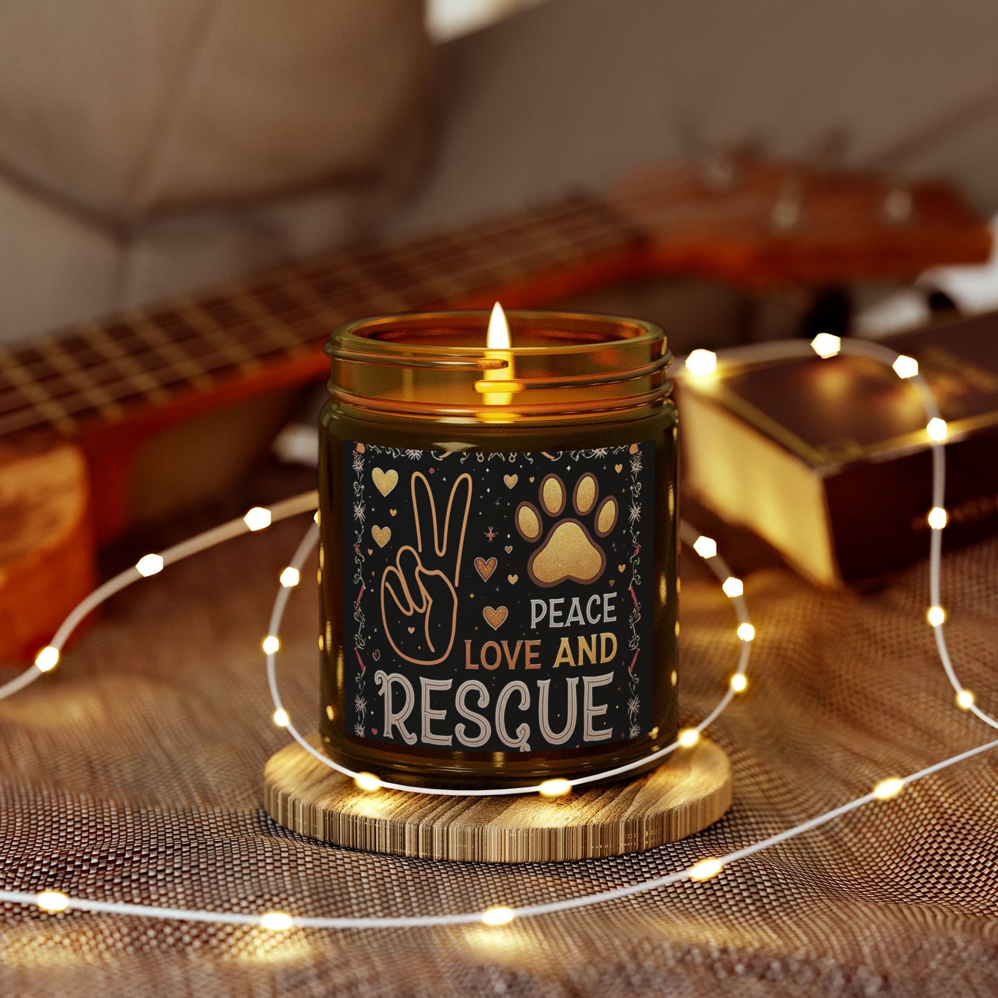 Candle Set Peace Love Rescue Coconut Apricot Wax