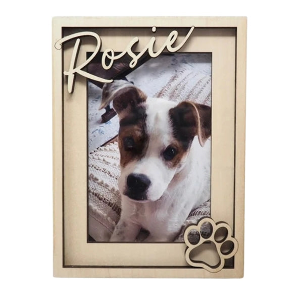 Personalized Dog Picture Frame – Custom Wooden Engraved Pet Memorial Gift