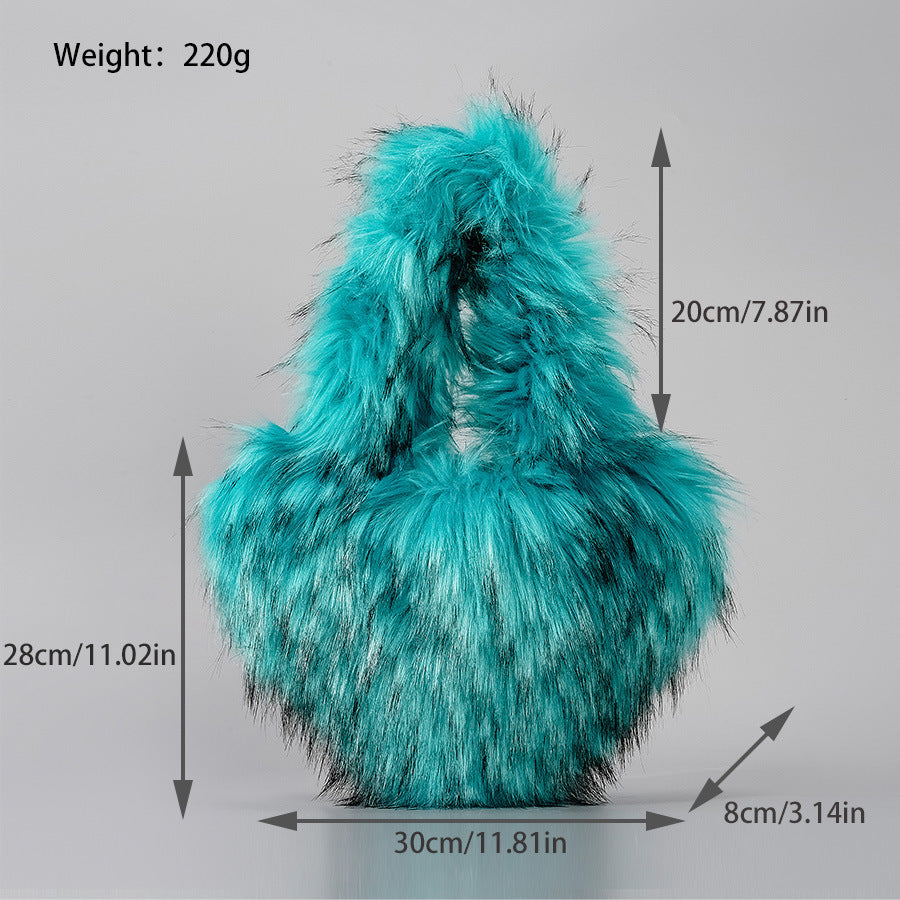 Heart Shaped Plush Shoulder Bag