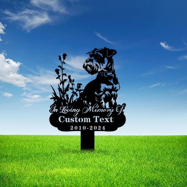Custom Miniature Schnauzer Memorial Stake – Personalized Metal Dog Grave Marker