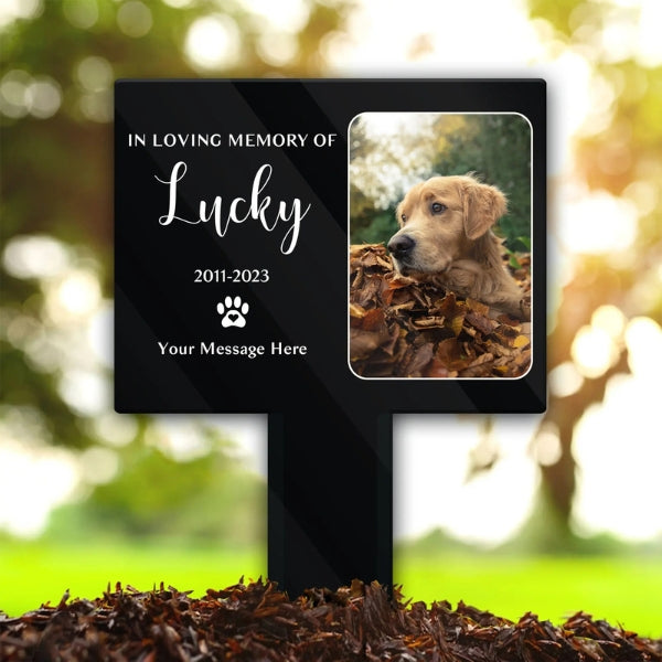 Custom Dog & Cat Memorial Garden Stake – Personalized Pet Grave Marker with Paw Prints