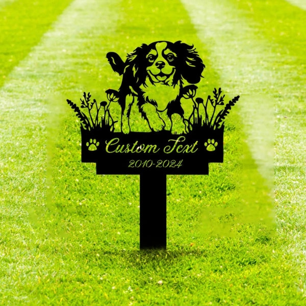 Custom Cavalier King Charles Spaniel Memorial Stake – Personalized Metal Dog Grave Marker