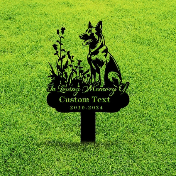 Custom Belgian Malinois Memorial Stake – Personalized Dog Metal Grave Marker
