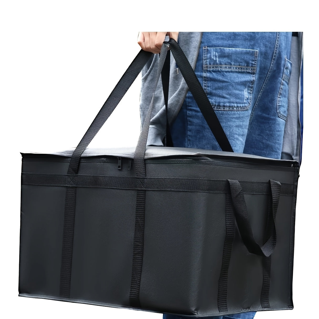 1 Pcs XXXL Oversized Red Insulated Delivery Bag - Cold-Resistant, Heat-Resistant, Foldable, And Durable With 2mm Grid-Pattern Pearl Cotton And Non-Woven Fabric, Warmer Than Aluminum Foil - Reusable Shopping And Food Storage B