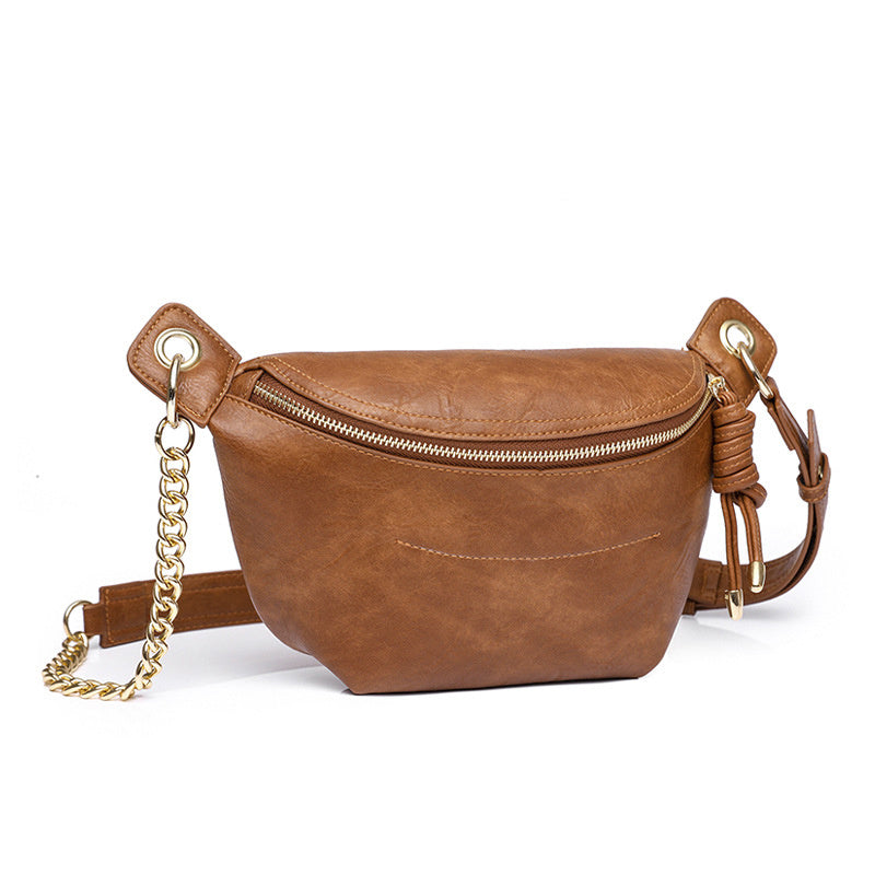 Fashion Messenger Bag Retro New Pu Sling Bag Commuter Bag Niche Waist Bag