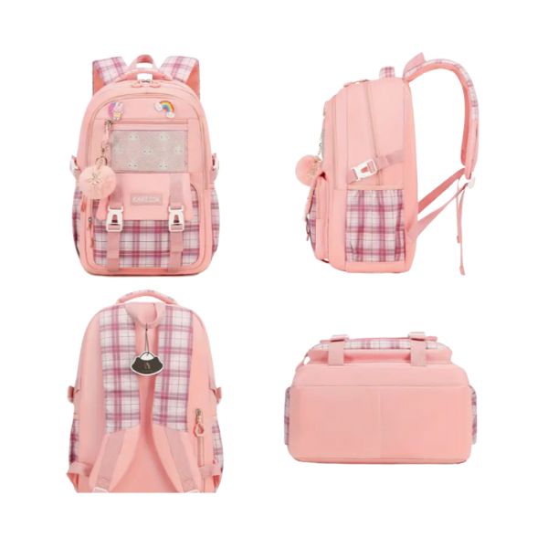 3 Piece Girls Backpack with Lunch Box Kids Girls Cute Bookbag for Girls Kids Teens Elementary Middle High School College Student Casual Travel Daypack Children Schoolbag (Pink)