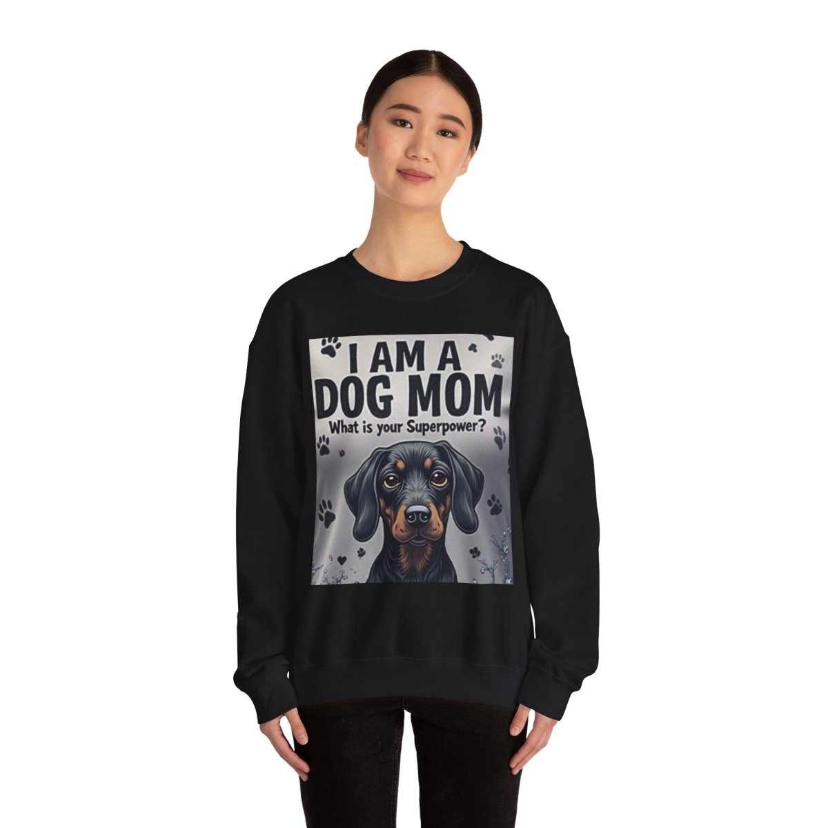 Crewneck Sweatshirt Dog Mom Superpower Design - Buy That Thang