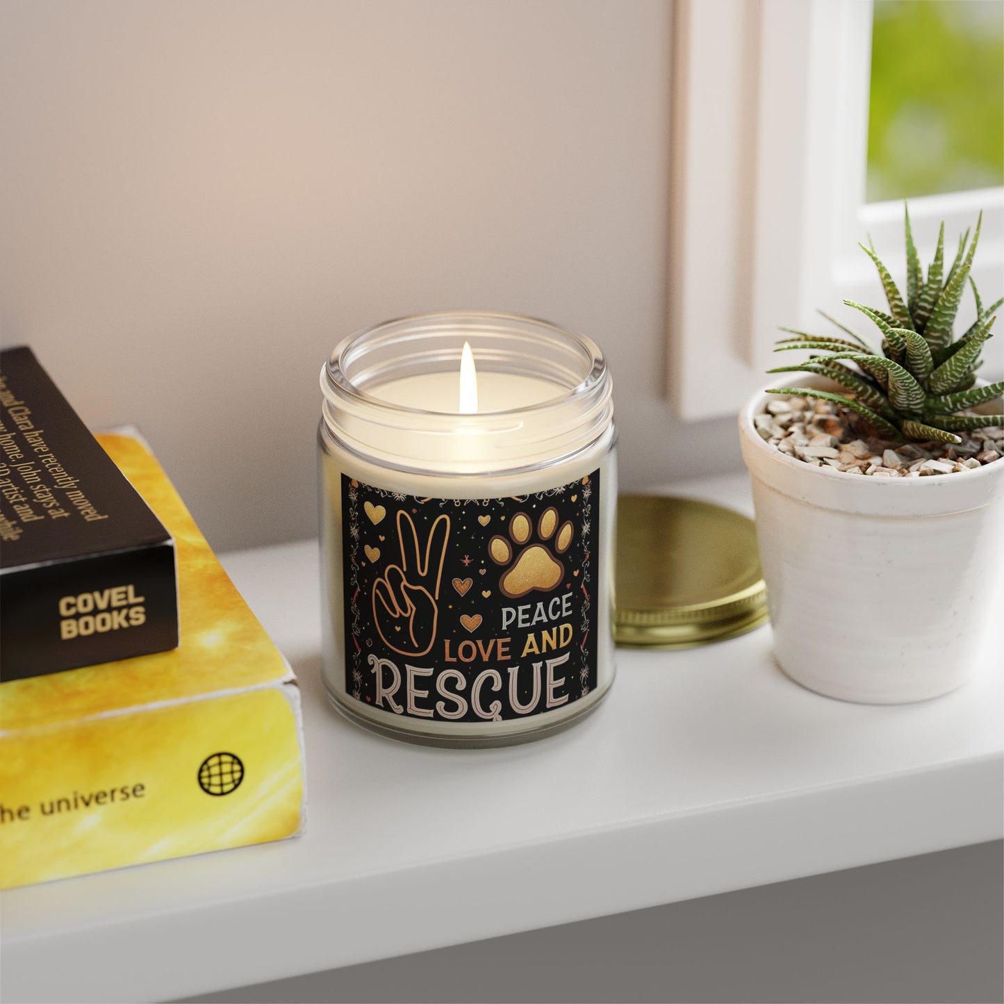 Candle Set Peace Love Rescue Coconut Apricot Wax