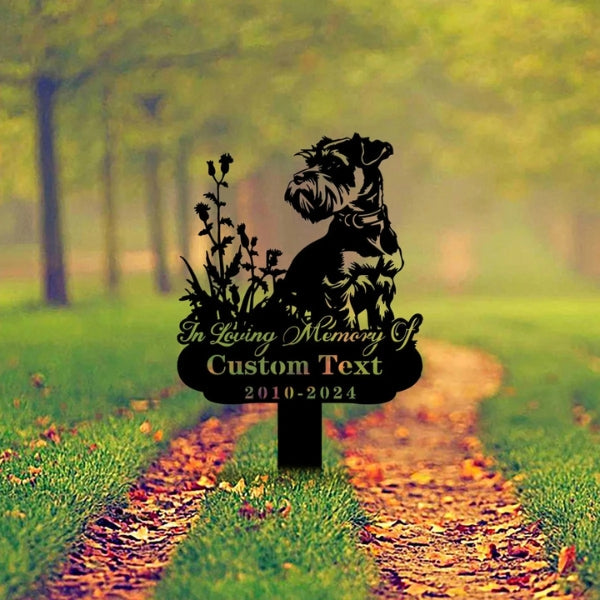 Custom Miniature Schnauzer Memorial Stake – Personalized Metal Dog Grave Marker