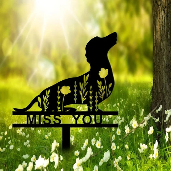 Dachshund Pet Grave Marker – Metal Memorial Stake Sign for Pet Loss & Sympathy Gift