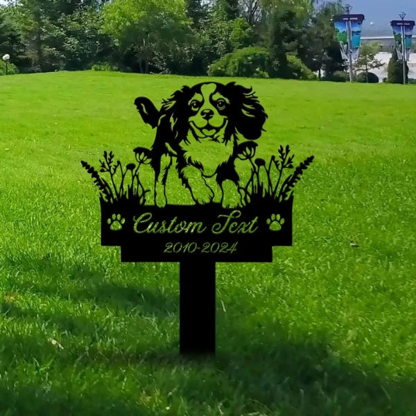 Custom Cavalier King Charles Spaniel Memorial Stake – Personalized Metal Dog Grave Marker