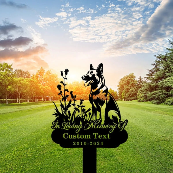 Custom Belgian Malinois Memorial Stake – Personalized Dog Metal Grave Marker