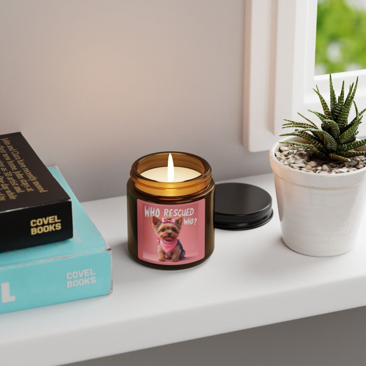 Candle Multi - Size Amber Jar 'WHO rescued WHO yorkie edition' - Buy That Thang
