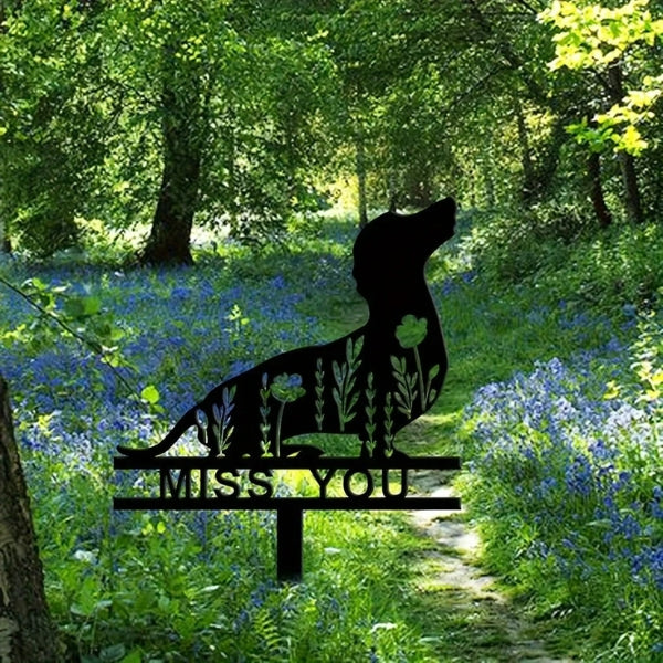 Dachshund Pet Grave Marker – Metal Memorial Stake Sign for Pet Loss & Sympathy Gift