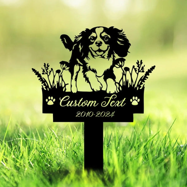 Custom Cavalier King Charles Spaniel Memorial Stake – Personalized Metal Dog Grave Marker