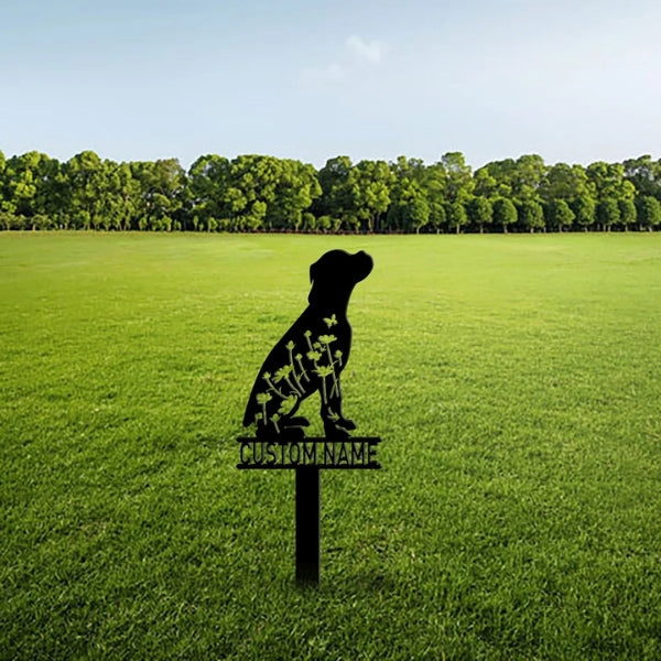 Custom Dog Memorial Stake – Personalized Boxer Dog Metal Grave Marker & Sympathy Gift