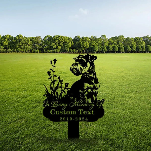 Custom Miniature Schnauzer Memorial Stake – Personalized Metal Dog Grave Marker