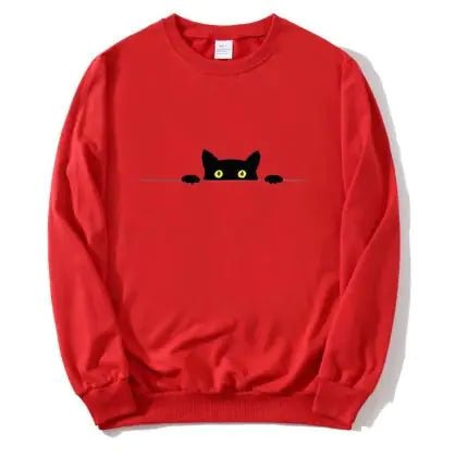 Cat Print Round Neck Sweater - Buy That Thang