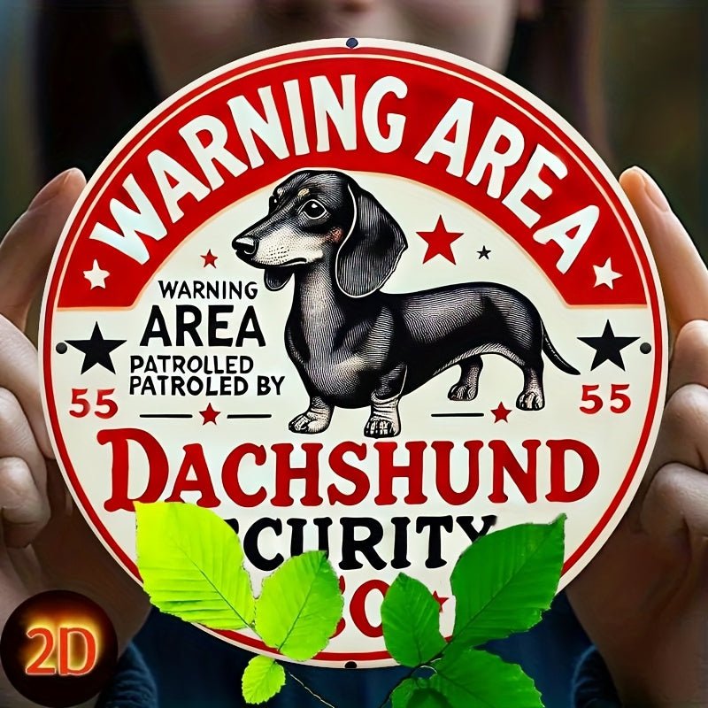 2D Flat, 1pc, 2D flat printing Metal Iron Sign Decoration - Retro "Be Careful with Sausage Dogs" Metal Sign - 8x8 inch Decorative Wall Art Plaque with Red Border, Playful Sausage Dog Silhouette, and Star Ornament, Suitable for - Buy That Thang