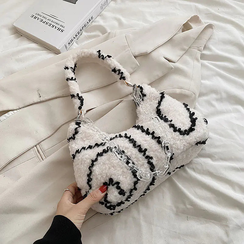 One Shoulder Crossbody Bag - Black and White Bag Fashion Trend