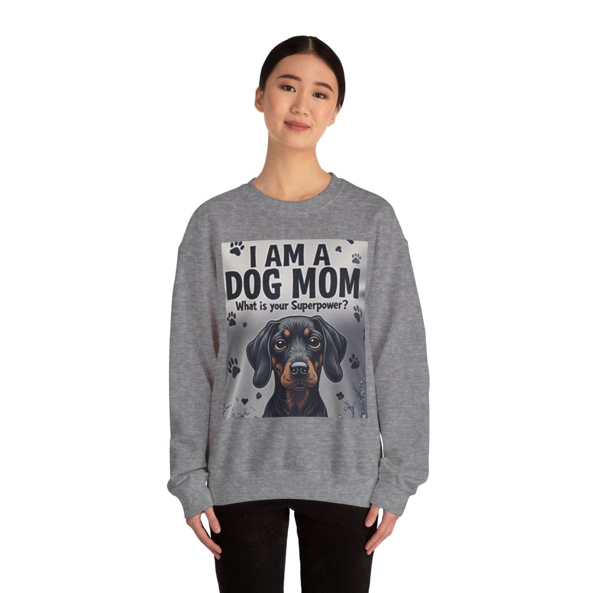 Crewneck Sweatshirt Dog Mom Superpower Design - Buy That Thang