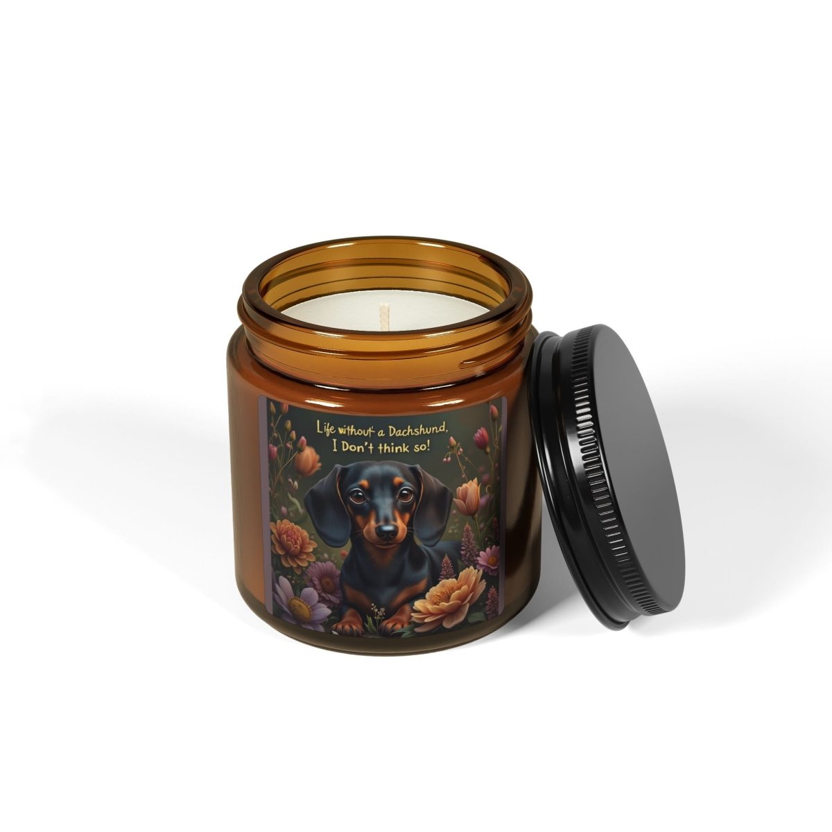 Candle - Life without a Dachshund - Scented Soy Candle (Multi - Size, Amber Jar) - Buy That Thang