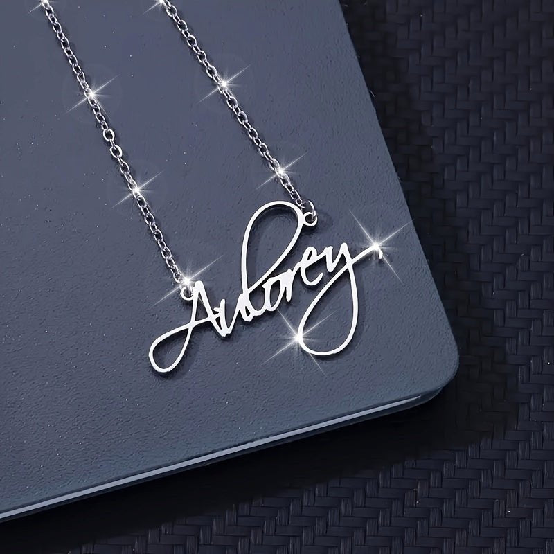 Personalized Name Necklace - Custom Cursive Style Golden Metal Pendant, Elegant Bohemian Style Jewelry Gift for Mom, Anniversaries - Wearable for Daily And Vacation Use - Buy That Thang
