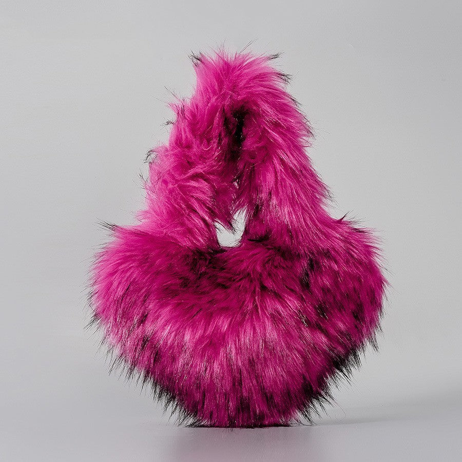 Heart Shaped Plush Shoulder Bag