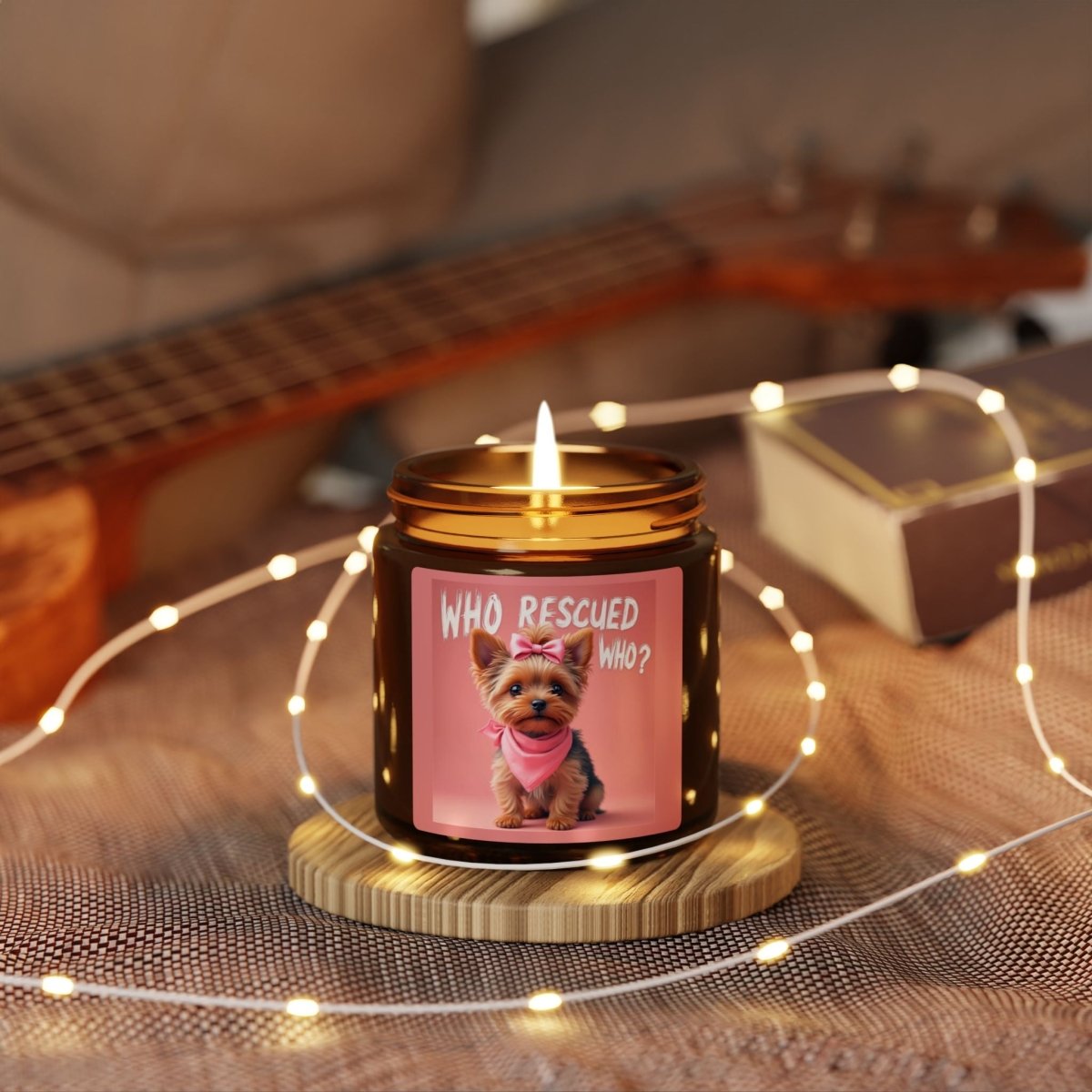 Candle Multi - Size Amber Jar 'WHO rescued WHO yorkie edition' - Buy That Thang
