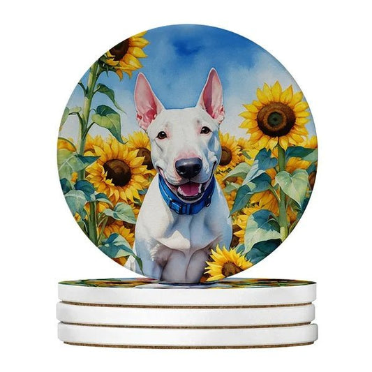 Silky Terrier Spring Path Large Sandstone Coasters Pack Of 4 Absorbent Round Coasters Decor Gifts For Men Or Women, 4 In, Multicolor - Buy That Thang