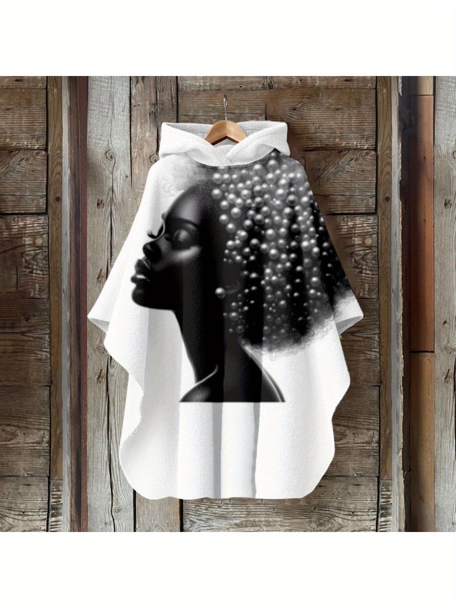 Plus Size - Plus Size, Women'S Plus Size Hooded Cape Coat - Heavyweight Winter Jacket with Fan - Shaped Hem, Elegant Loose Fit Hoodie for Cold Weather, Formal & Casual Outfits - Fall/Winter Outerwear (No Belt Needed), Fall Fash - Buy That Thang