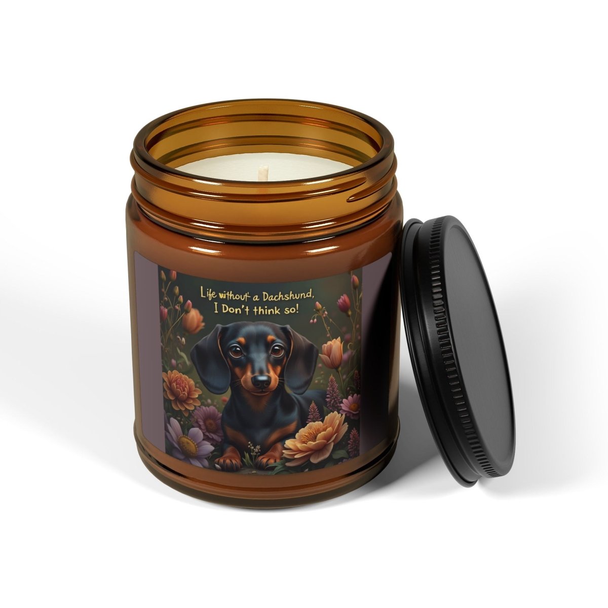 Candle - Life without a Dachshund - Scented Soy Candle (Multi - Size, Amber Jar) - Buy That Thang