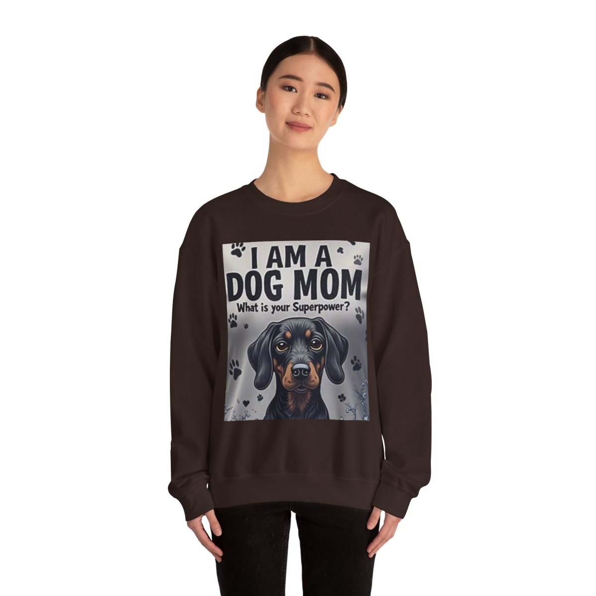 Crewneck Sweatshirt Dog Mom Superpower Design - Buy That Thang