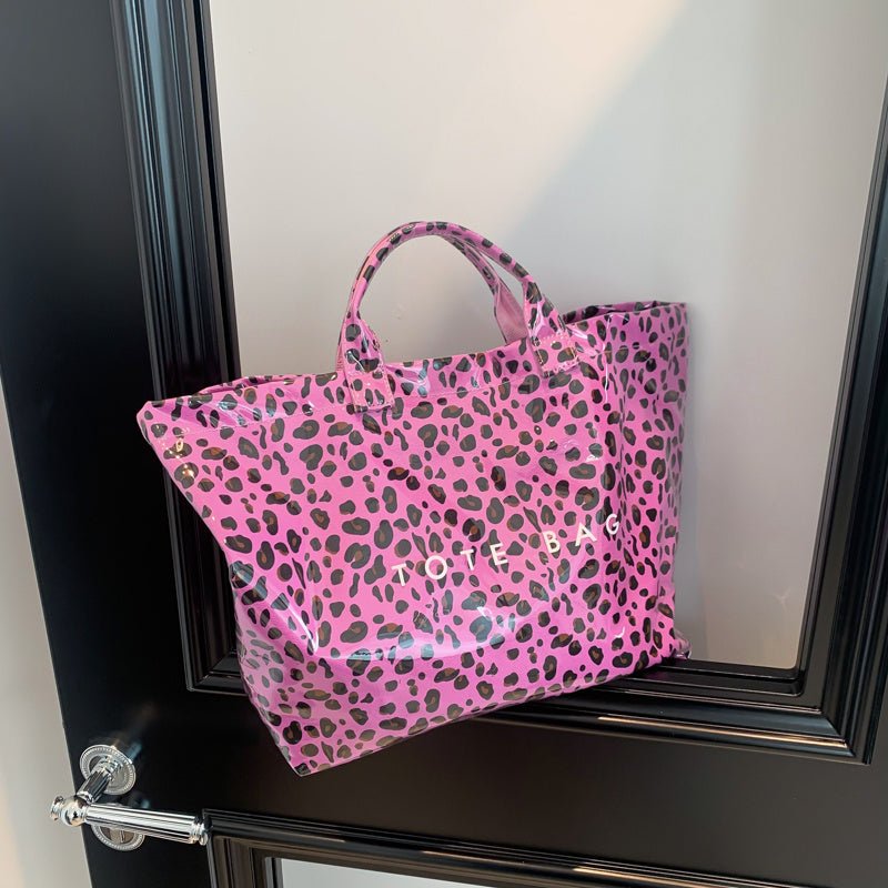 Larte Tote Leopard Handbag, Transparent PVC Beach Bag For Gym, Pool, And Travel With Inner Zipper Pocket - Buy That Thang