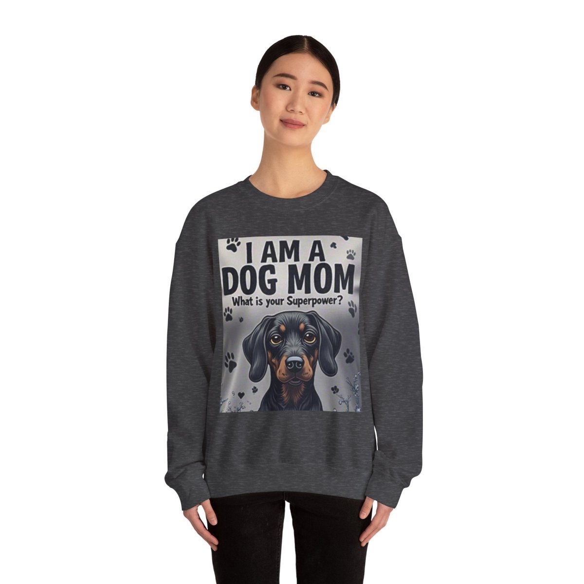 Crewneck Sweatshirt Dog Mom Superpower Design - Buy That Thang
