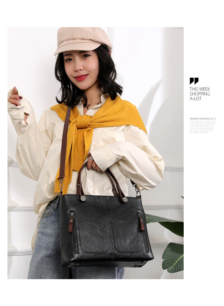 Women's Retro Tote Bag Simple Crossbody Bag